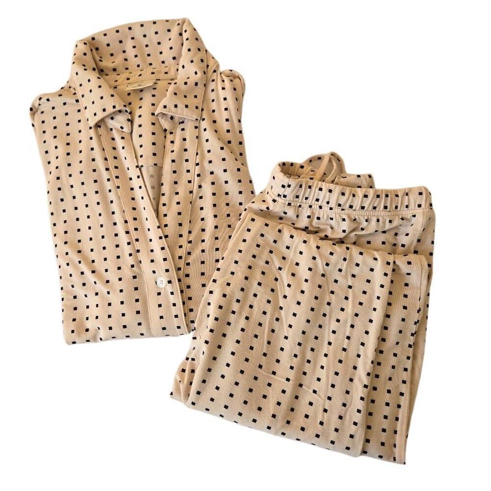 SOMA Womens Geo Long Sleeve Top & Drawstring Bottom Pajama Set Pink Black M/XS - Picture 11 of 13
